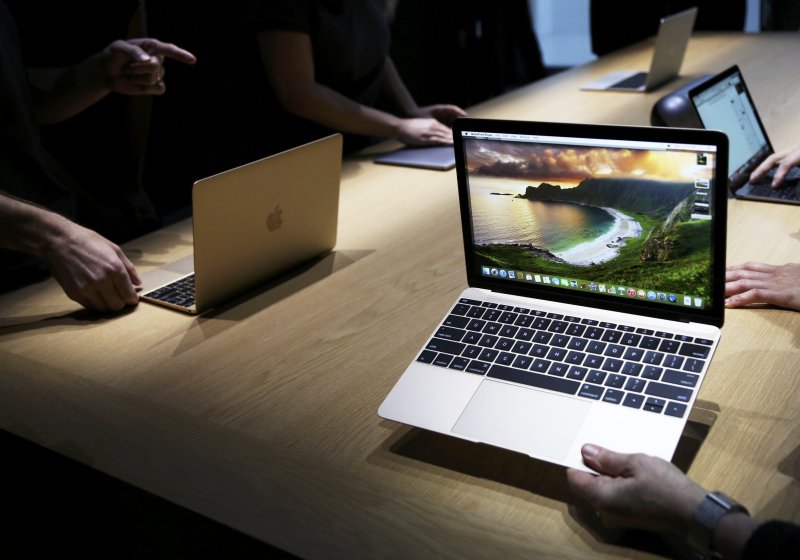 Apple's new MacBooks are displayed following an Apple event in San Francisco